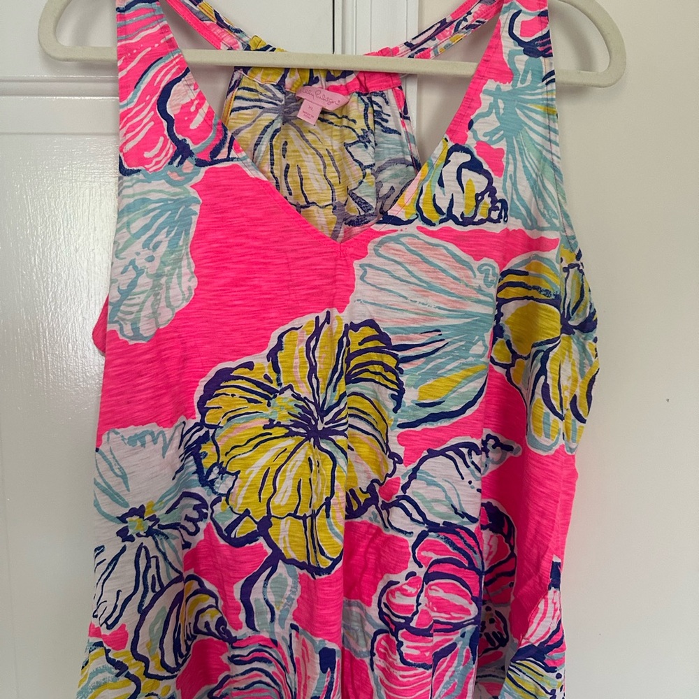 Lilly Pulitzer Minka Trapeze Tank Top Kir Royal Pink Swept By The Tides XL